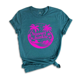 Sunset Junkie Shirt, Beach Vibes Tee, Floral Shirt, Summer Vibes Shirt, Beach Sunset Shirt, Gift For Her