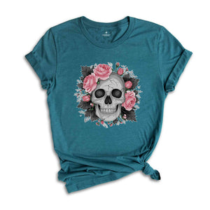 Skeleton shirt, Flowers shirt, Vintage Mom Shirt, Halloween shirt, Halloween Funny Shirt, Spooky Shirt, Pink Roses Shirt, Ghost Shirt