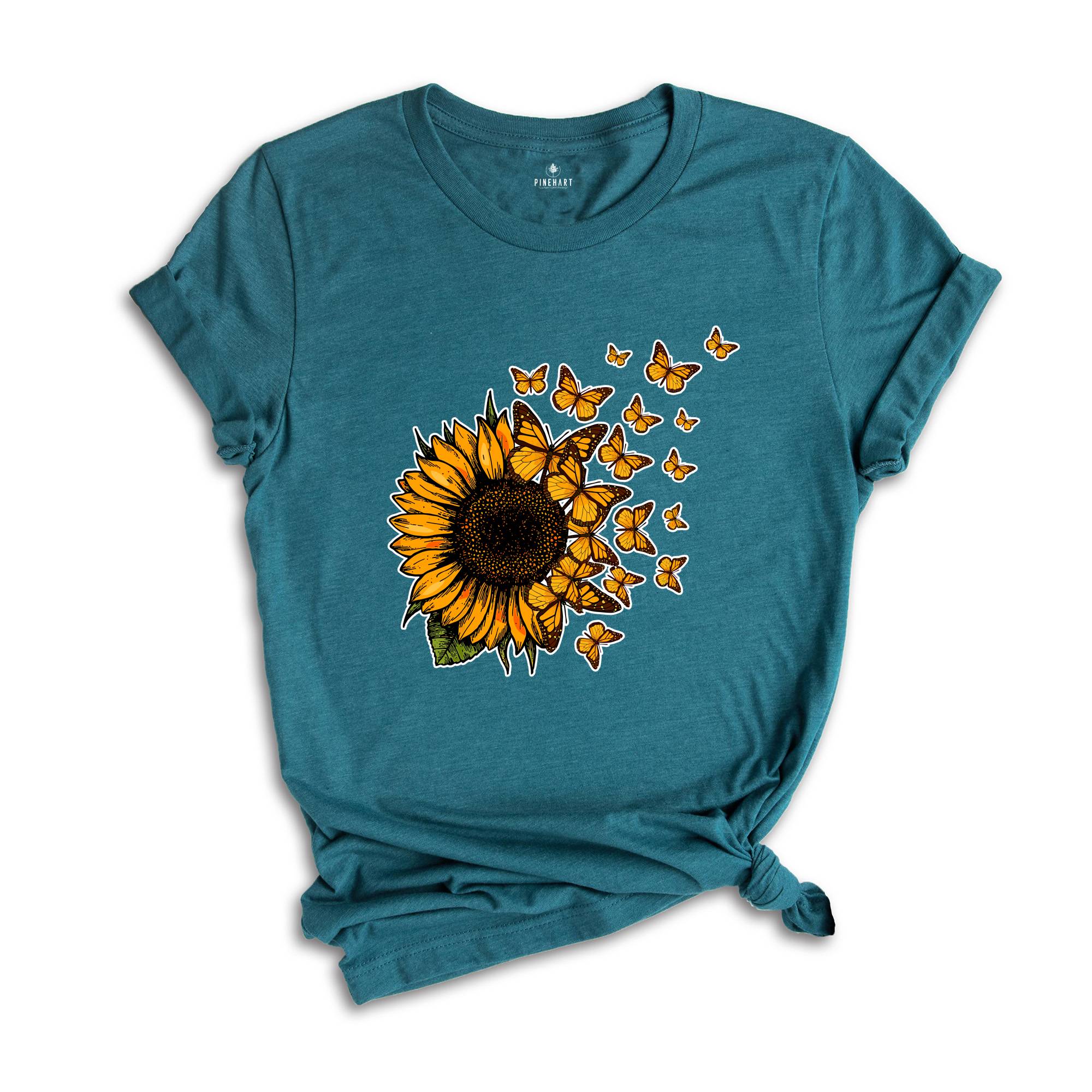 Sunflower Butterfly Shirt, Butterfly Tee, Sunflower Shirt, Floral Shirt, Love Butterfly Shirt, Sunflower Tshirt, Gardener Tee