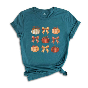 Retro Fall Pumpkin Bow Shirt, Fall Coquette Bow shirt, Autumn Pumpkin Tee, Fall T-Shirt , Autumn Bow Shirts