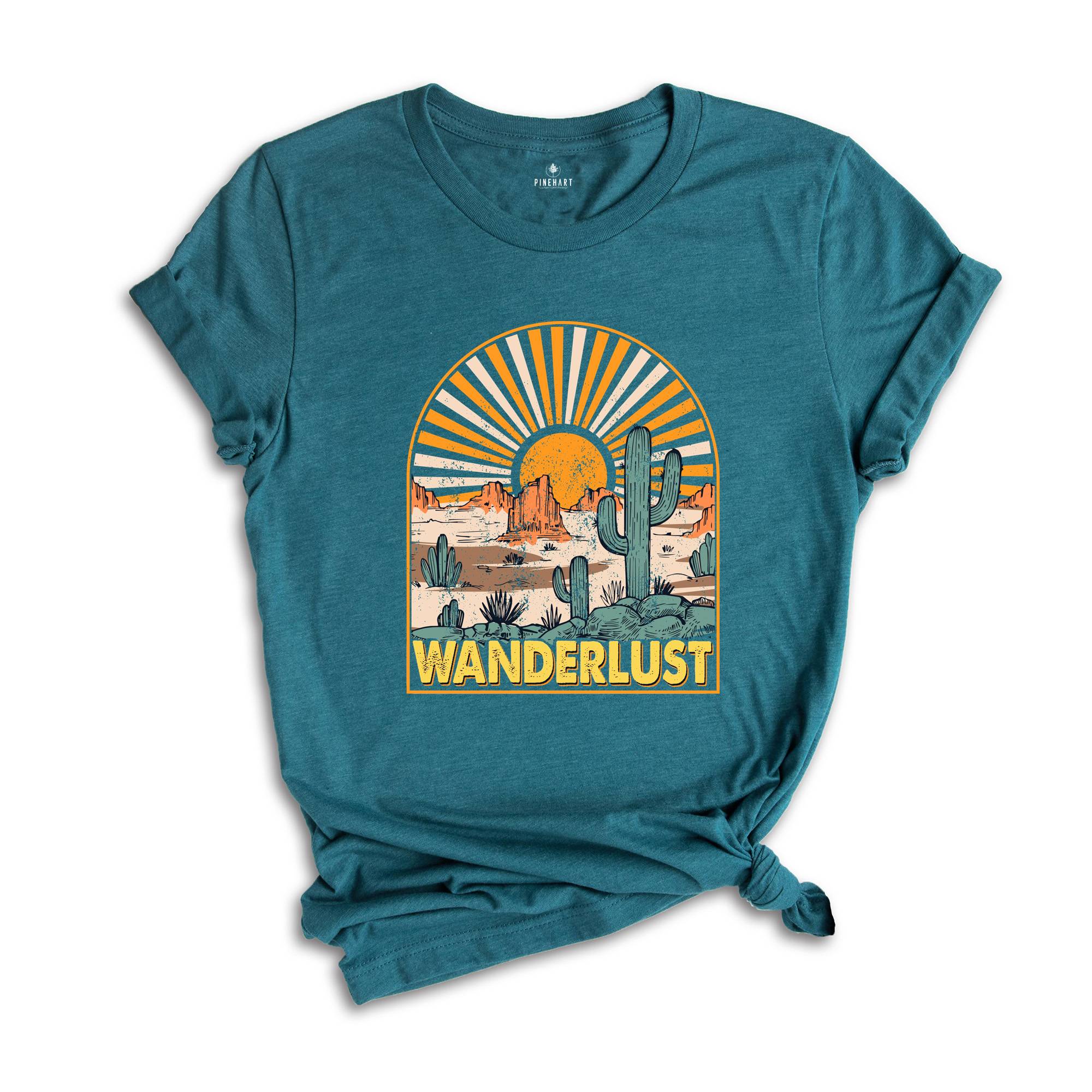 Wanderlust Desert Shirt, Western Shirt, Cactus Shirt, Cow Skull Shirt, Desert Vibes Shirt, Country Shirt, Arizona Shirt