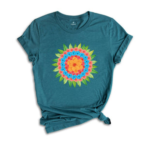 Mandala Shirt, Floral Mandala T-Shirt, Spring Floral Shirt, Flower Shirt, Florist Gift, Gift for Bestie, Mandala Lover Tee