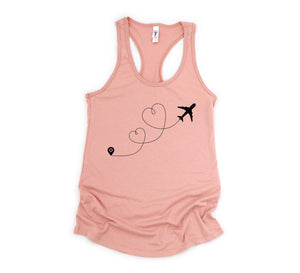 Airplane Heart Tank Top, Plane Lover Tank Top, Adventurer Tank Top, Vacation Tank Top, Travel Lover Tank Top, Destination Tank Top