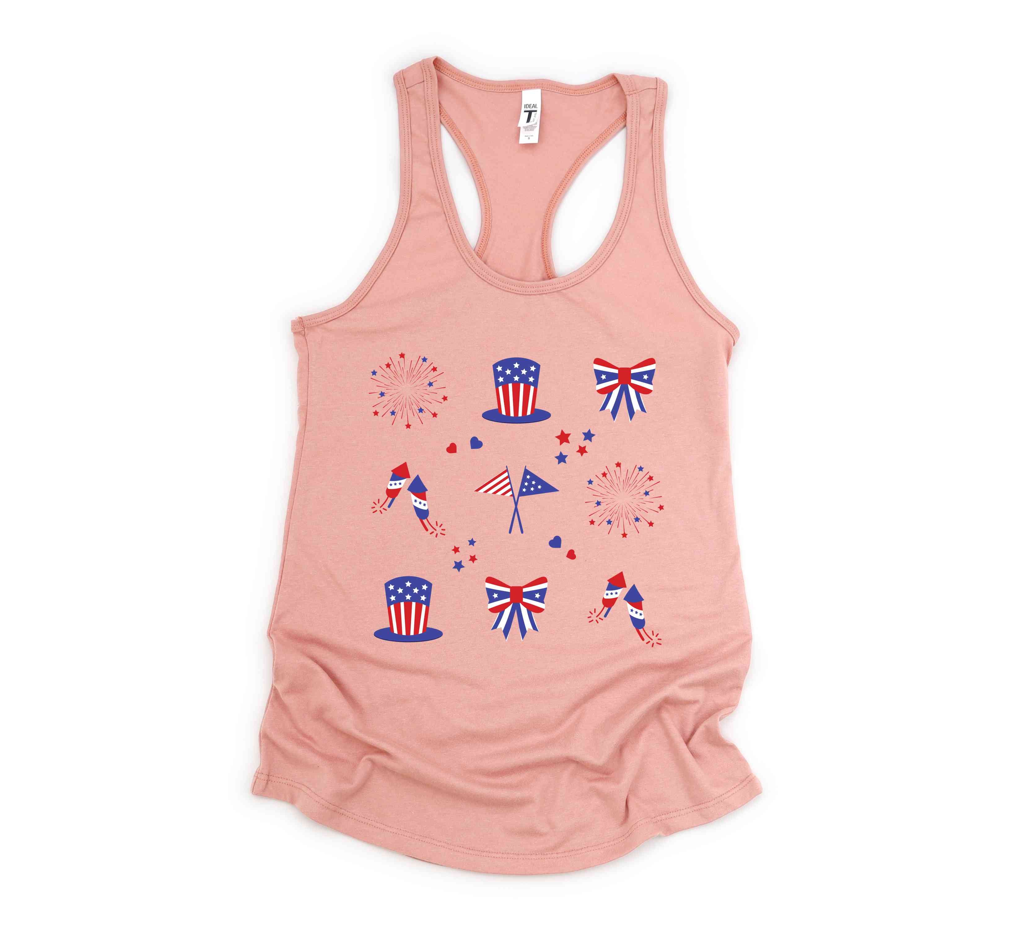 American Tank Top, America Map Tank Top, Fireworks Tank Top, Bow Tank Top, 4th Of July Tank Top, Independence Day Tank Top, Memorial Tank