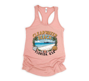 Clearwater Beach Tank Top, Summer Trip Shirt, Beach Trip Tank Top, Beach Tank Top, Beach Gift, Beach Outfit, Retro Beach Shirt