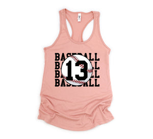 Personalized Baseball Tank, Baseball Racerback Tank Top, Custom Baseball Number Tank Top, Baseball Mom Racerback, Custom Baseball Mom Shirt