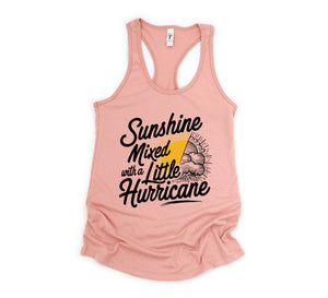 Sunshine Mixed With a Little Hurricane Shirt, Beach lover shirt, Summer Tank, Beach Tank Top, Nature Lover Tank Top