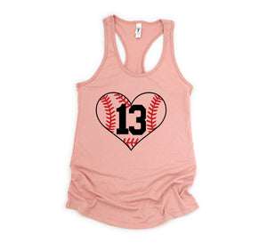 Personalized Heart Baseball Mom Shirt, Custom Baseball Mom Tank, Mom Shirt, Sports Mom Tank Top, Sports Tank