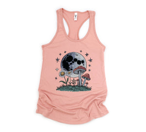 Floral Moon Mushroom Tank Top, Flowers Tank Top, Mushrooms Tank Top, Moon Tank Top, Stars Tank Top, Boho Tank Top, Adventure Tank Top