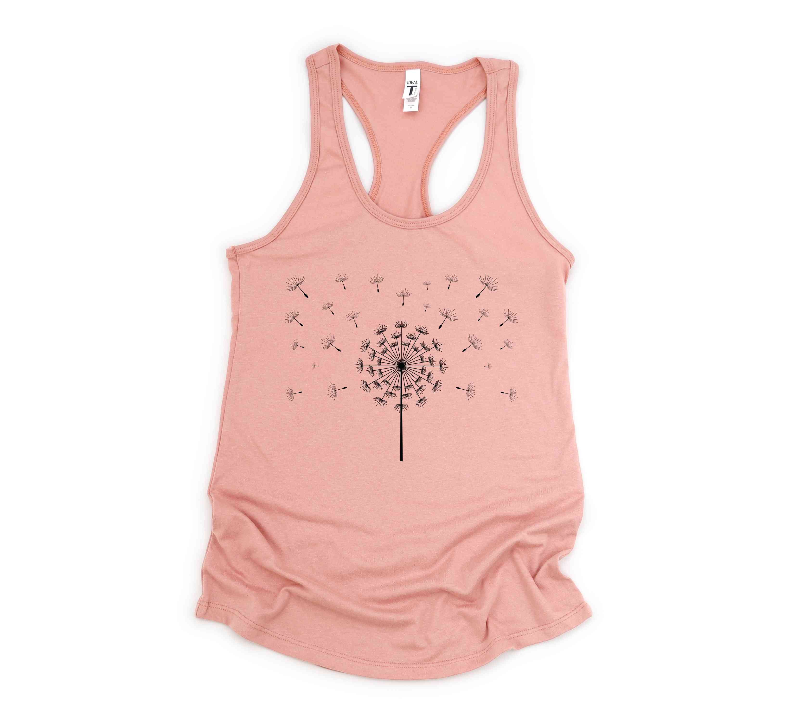 37500-Dandelion Tank Top, Flower Tank Top, Floral Tank Top, Summer Tank Top, Nature Tank Top, Yoga Dandelion Tank Top, Scattered Dandelion Top