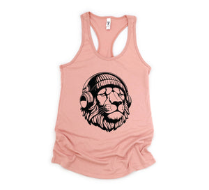 Lion Tank Top, Music Tank Top, Animals Lover Tank Top, Cute Animal Tank Top, Cat Lover Tank Top, Big Cat Tank Top, Music Cat Tank Top