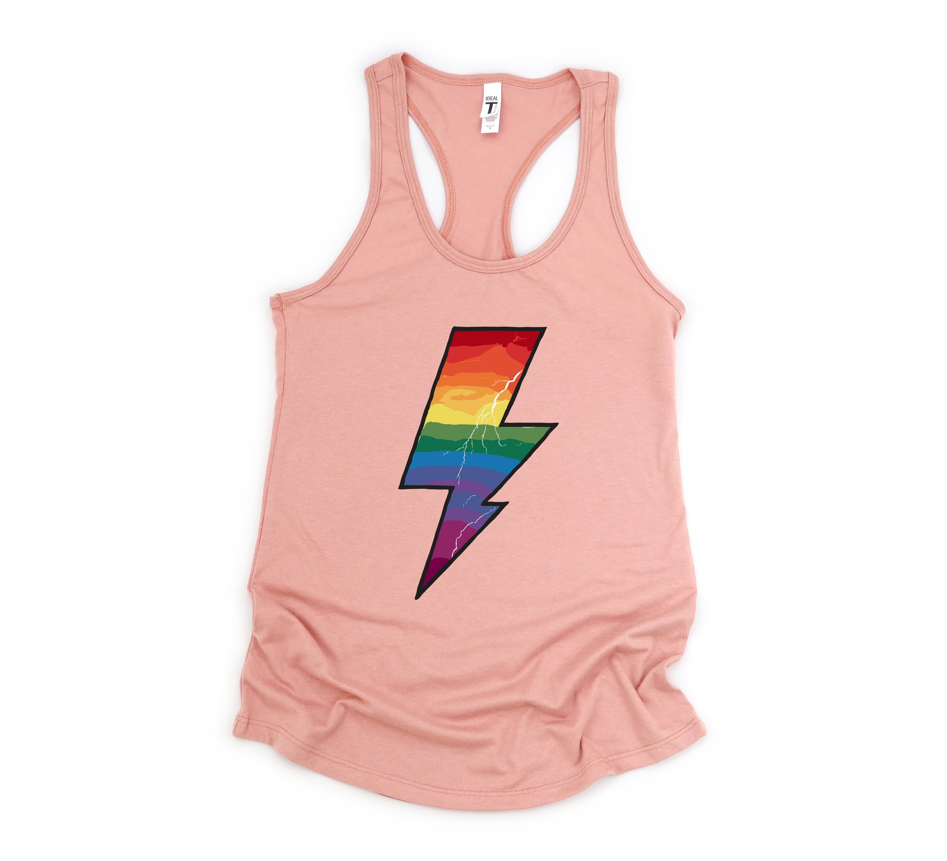 Lightning Bolt Tank Top, Gay Pride Shirt, Lesbian, Girl Power, Rainbow Shirt, LGBTQIA+ Tank, Pride Month Tank