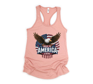 America Eagle Crop Tank Top, Memorial Day, July 4th Crop top, Womens 1776 July Patriotic Shirt, Womens July 4th tshirts