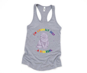 Funny I'm literally just a bisexual Queer Tank, Bi pride Tank, Bisexual Tank, Funny Cat Tank, Pride Tank, Queer Tank, Cat Owner Gift