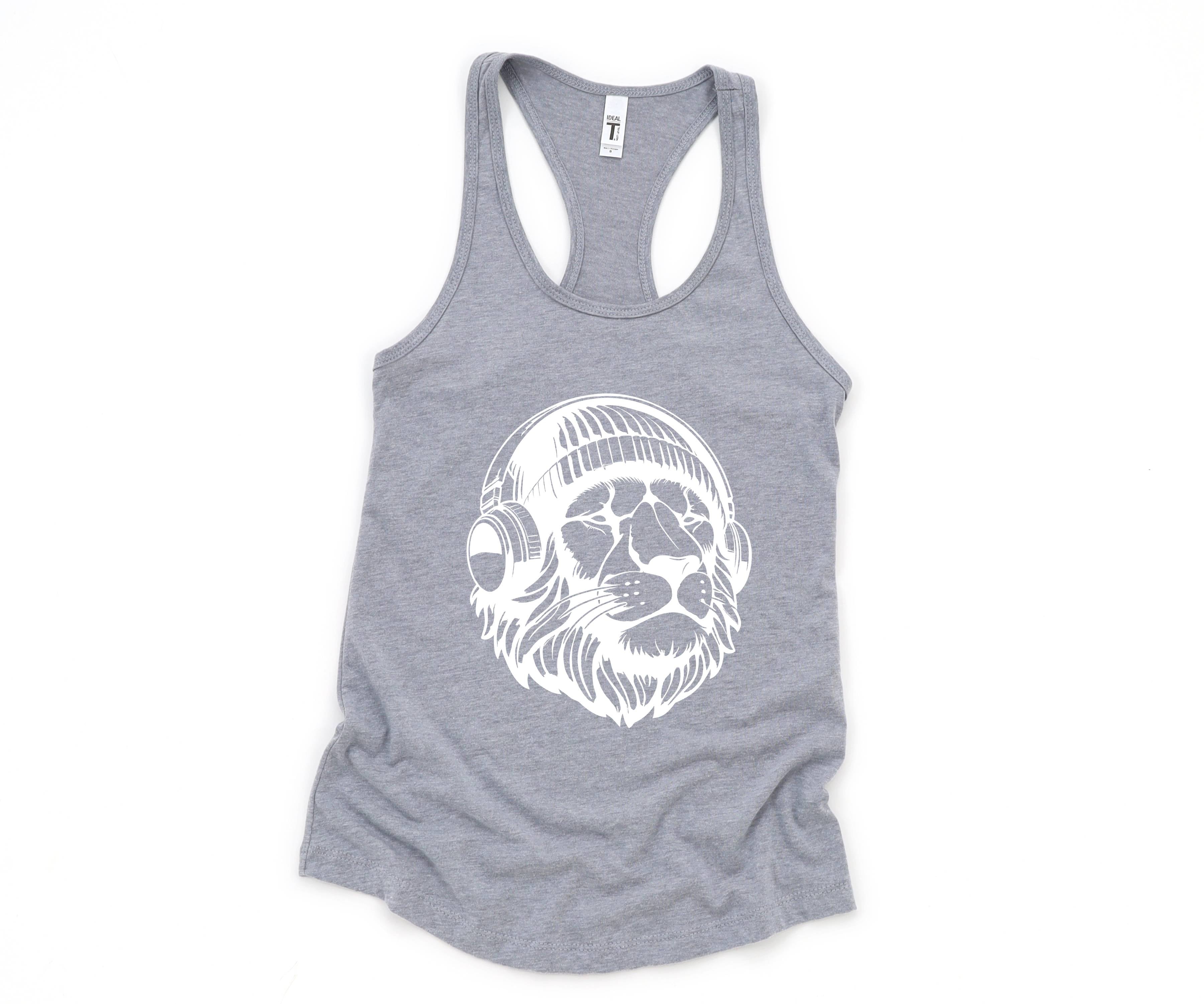 Lion Tank Top, Music Tank Top, Animals Lover Tank Top, Cute Animal Tank Top, Cat Lover Tank Top, Big Cat Tank Top, Music Cat Tank Top