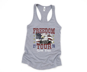 Freedom Tour Born Free Tank Top, USA Tank Top, Independence Day, 4th Of July Tank Top, USA Shirt, Fourth Of July Outfit, Bald Eagle Shirt