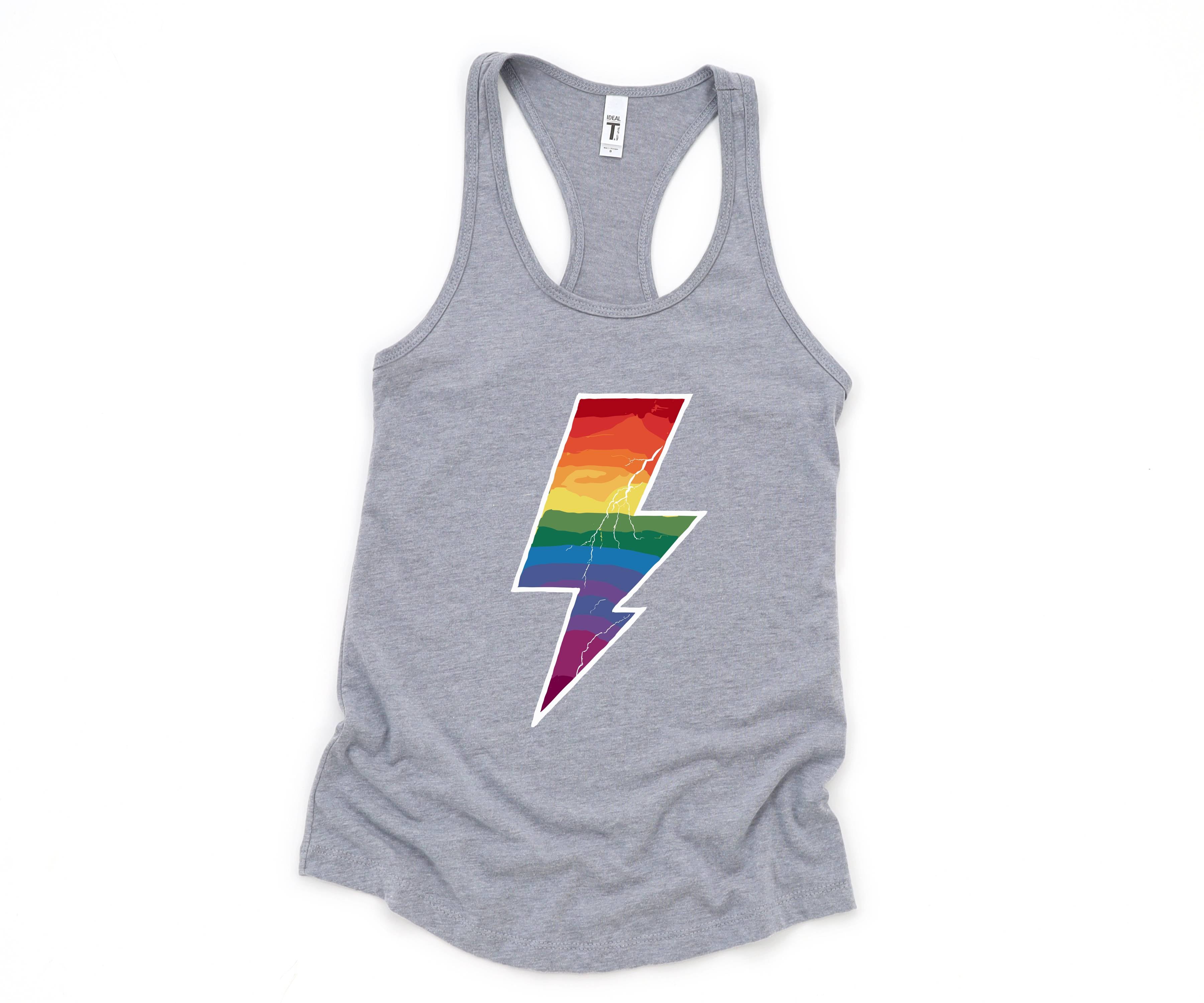 Lightning Bolt Tank Top, Gay Pride Shirt, Lesbian, Girl Power, Rainbow Shirt, LGBTQIA+ Tank, Pride Month Tank