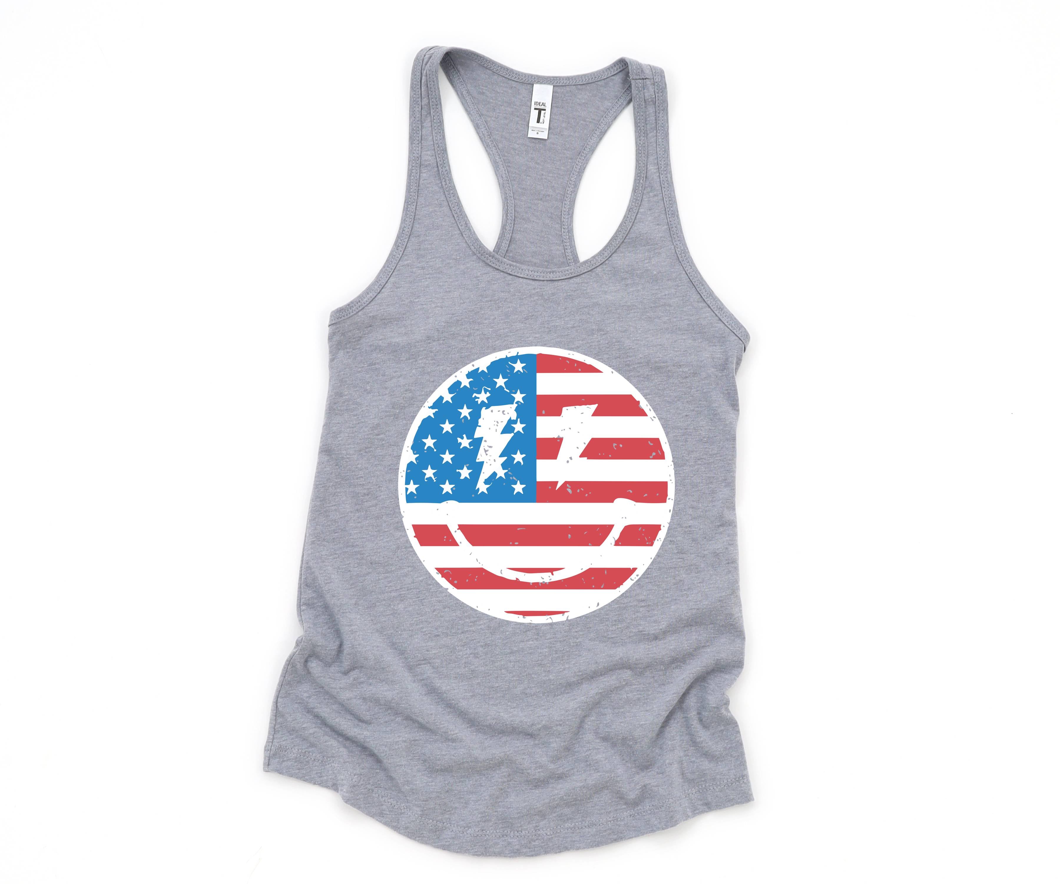 USA Smiley Face Tank Top, Usa Shirt, July 4th Tank, Women's 4th Of July Tank Top, Patriotic Tank Top, America Gifts