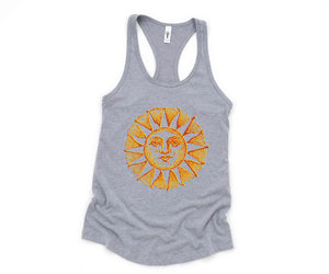 Vintage Sun Tank Top, Boho Sun Tank Top, Summer Tops, Vintage Apparel, Beach Lovers Gift, Workout Tank