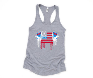 USA FLAG Barbell Tank Top, Red White And Blue Tank Top , 4th Of July Tank Top, Weight Lifting Shirt, USA Flag Tank