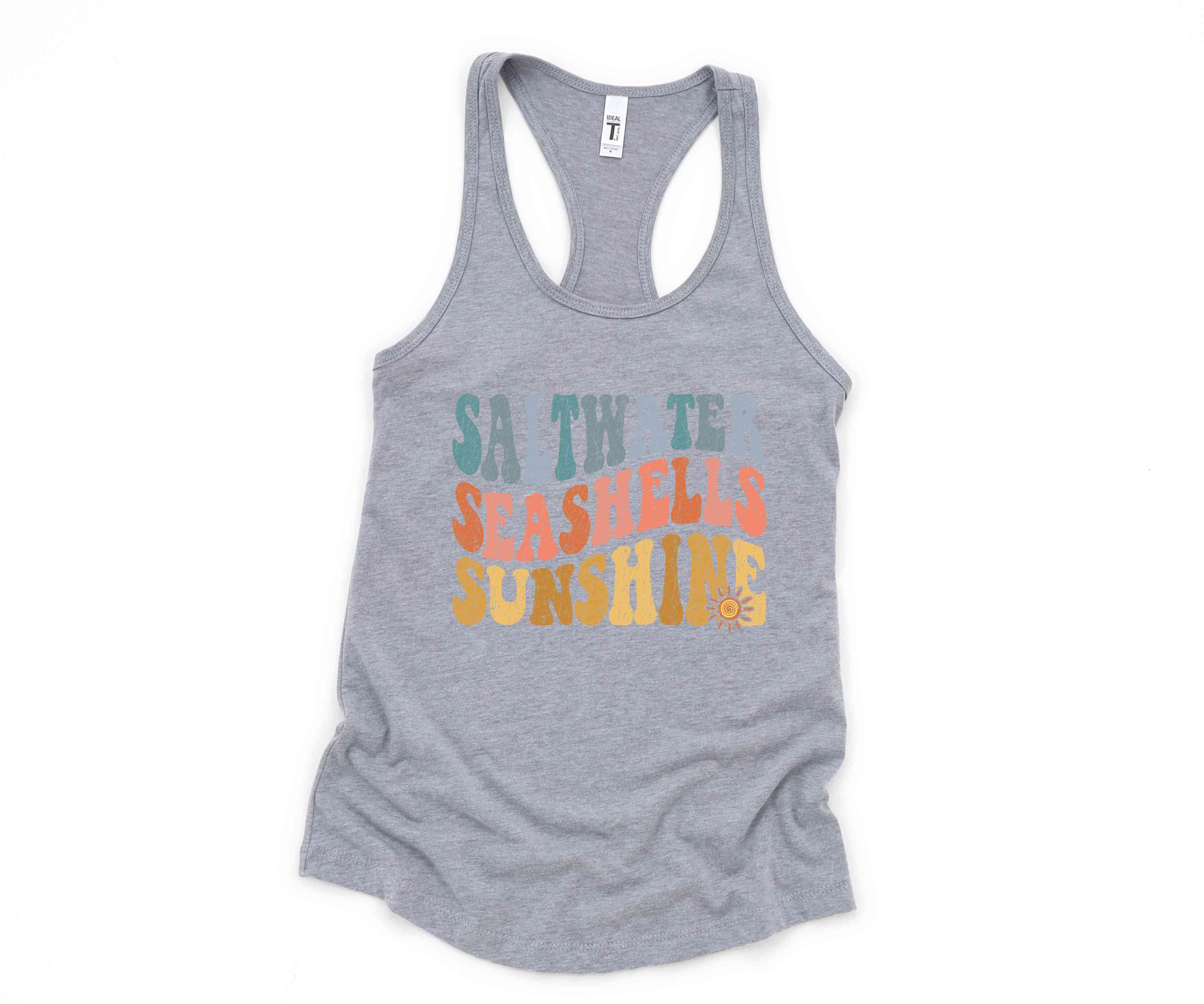 Saltwater Seashells Sunshine Tank Top, Hello Summer, Travel Tee, Summer Clothing, Sunshine Shirt, Beach Top, Summer Tank Tops, Beach Vibes