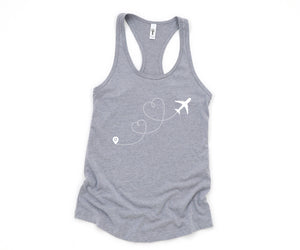 Airplane Heart Tank Top, Plane Lover Tank Top, Adventurer Tank Top, Vacation Tank Top, Travel Lover Tank Top, Destination Tank Top