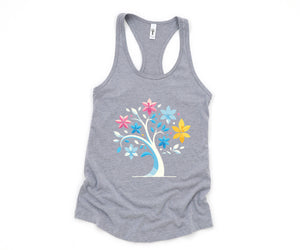 Sakura Tree Tank Top, Pansexual Pride Tank Top, Cute Sakura tree tank, Flowers Bloom Tank, Pansexual Tank Top