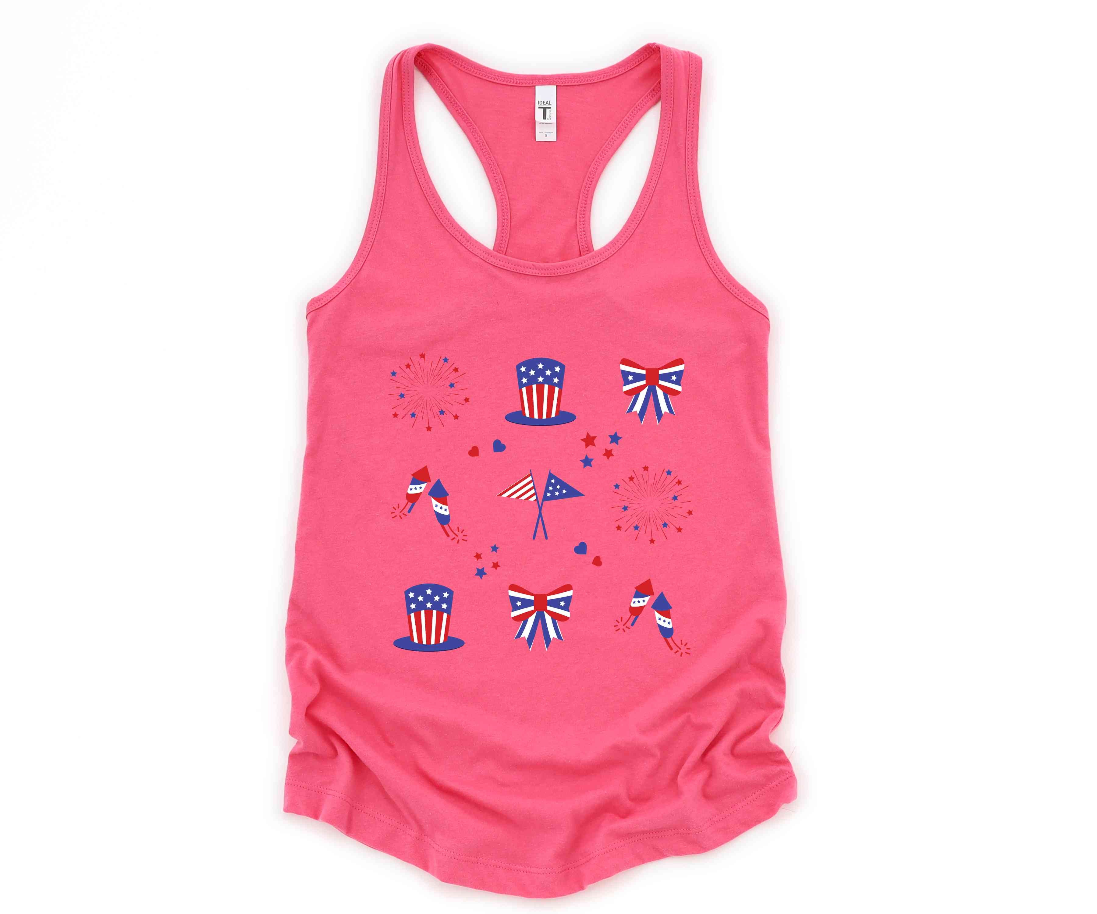 American Tank Top, America Map Tank Top, Fireworks Tank Top, Bow Tank Top, 4th Of July Tank Top, Independence Day Tank Top, Memorial Tank