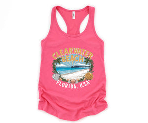 Clearwater Beach Tank Top, Summer Trip Shirt, Beach Trip Tank Top, Beach Tank Top, Beach Gift, Beach Outfit, Retro Beach Shirt