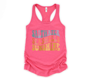 Saltwater Seashells Sunshine Tank Top, Hello Summer, Travel Tee, Summer Clothing, Sunshine Shirt, Beach Top, Summer Tank Tops, Beach Vibes