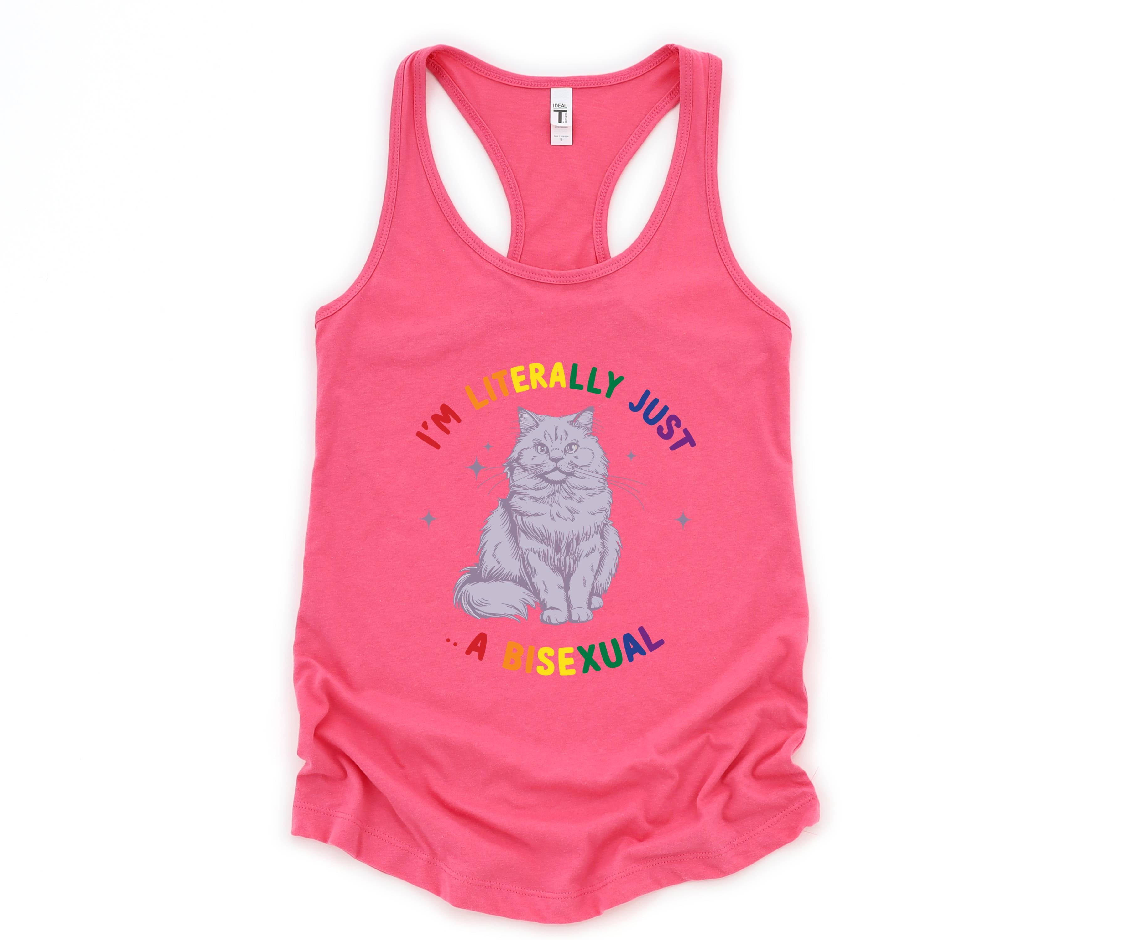 Funny I'm literally just a bisexual Queer Tank, Bi pride Tank, Bisexual Tank, Funny Cat Tank, Pride Tank, Queer Tank, Cat Owner Gift