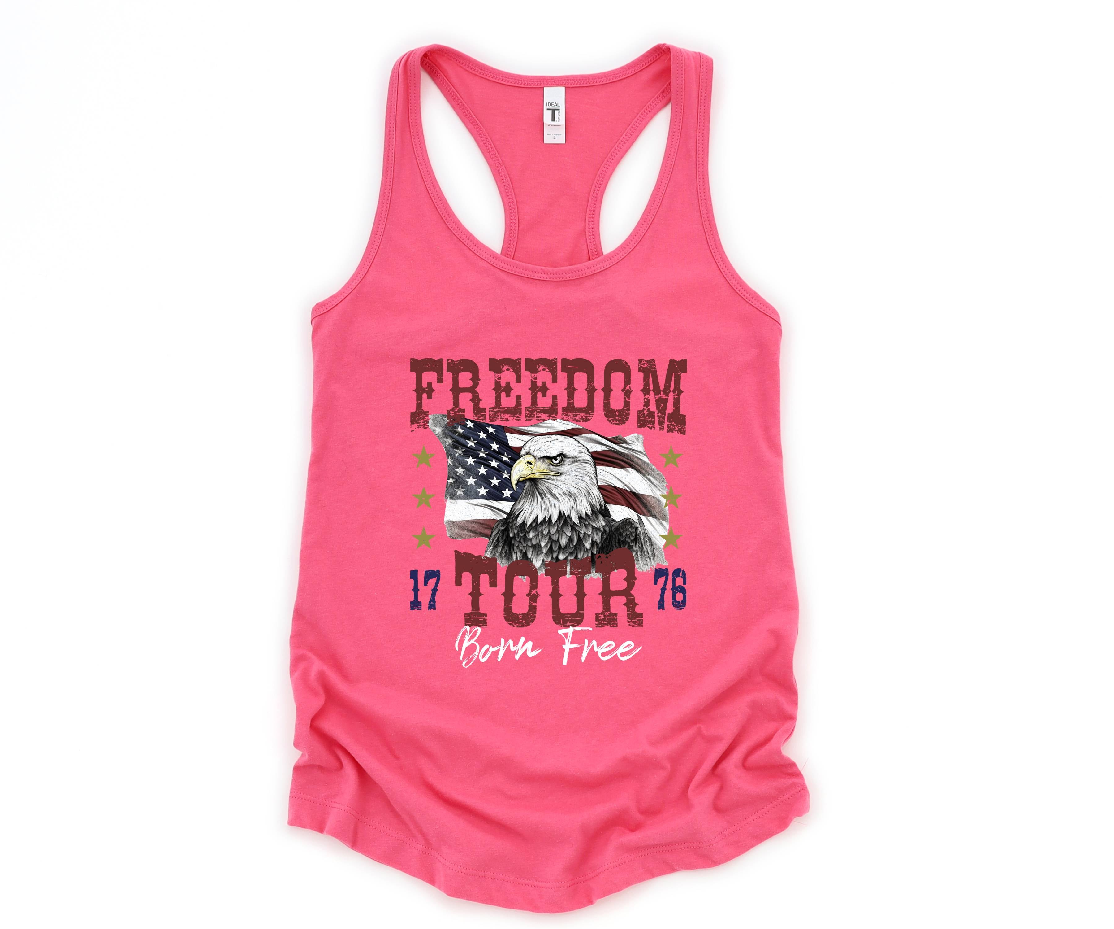 Freedom Tour Born Free Tank Top, USA Tank Top, Independence Day, 4th Of July Tank Top, USA Shirt, Fourth Of July Outfit, Bald Eagle Shirt