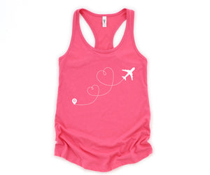 Airplane Heart Tank Top, Plane Lover Tank Top, Adventurer Tank Top, Vacation Tank Top, Travel Lover Tank Top, Destination Tank Top