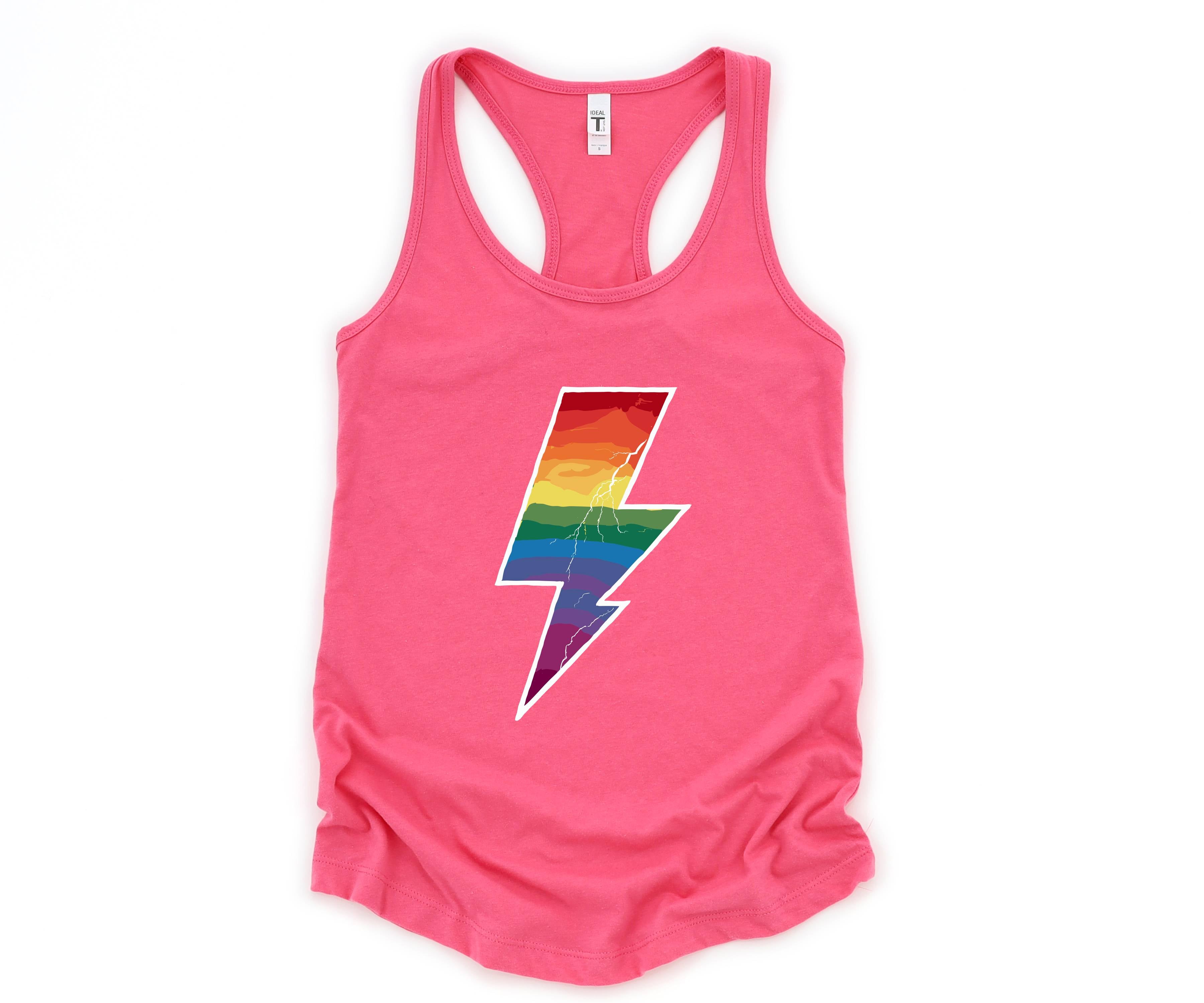 Lightning Bolt Tank Top, Gay Pride Shirt, Lesbian, Girl Power, Rainbow Shirt, LGBTQIA+ Tank, Pride Month Tank