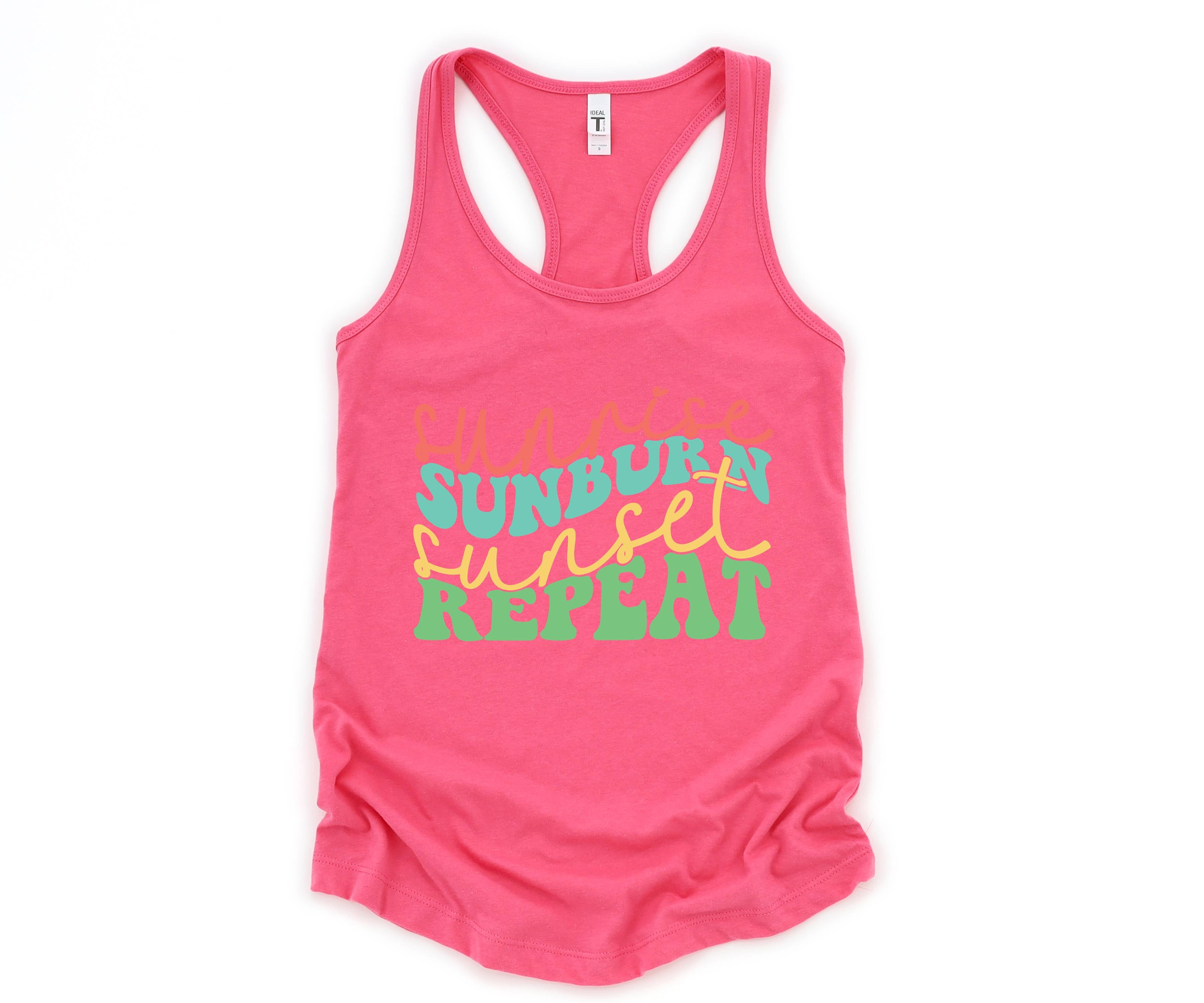 Sunrise Sunburn Sunset Repeat Tank Top, Summer Tank Tops, Beach Tanks, Summer Vibes Tank Top, Vacation Gifts, Beach Lover Gifts