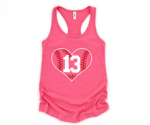 Personalized Heart Baseball Mom Shirt, Custom Baseball Mom Tank, Mom Shirt, Sports Mom Tank Top, Sports Tank