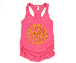 Vintage Sun Tank Top, Boho Sun Tank Top, Summer Tops, Vintage Apparel, Beach Lovers Gift, Workout Tank