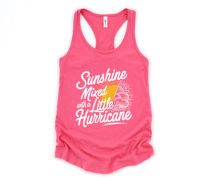 Sunshine Mixed With a Little Hurricane Shirt, Beach lover shirt, Summer Tank, Beach Tank Top, Nature Lover Tank Top