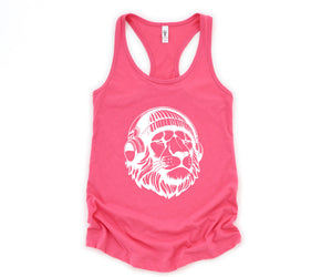 Lion Tank Top, Music Tank Top, Animals Lover Tank Top, Cute Animal Tank Top, Cat Lover Tank Top, Big Cat Tank Top, Music Cat Tank Top