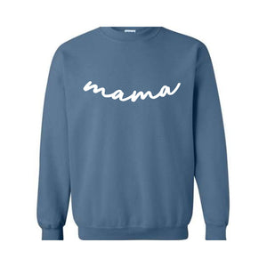 Custom Mama Sweatshirt with Kid Name on Sleeve, Personalized Mom Sweatshirt, Minimalist Momma Sweater, Gift for Mothers Day, Mama Crewneck