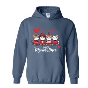 Happy Meowentines Sweatshirt, Funny Valentines Hoodie, Cat Lovers Hoodie, Happy Valentine Gift, Valentines Cat Hoodie, Cute Cat Hoodie