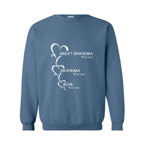 Customized Mama Grandma Great Grandma Sweatshirt, Nana Est Year , Women of The Family Sweatshirt, Mother's Day Gift