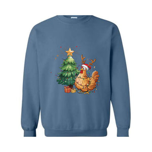 Chicken Christmas Sweatshirt, Cute Farm Girl, Funny Chicken Shirt, Chicken lover Gifts