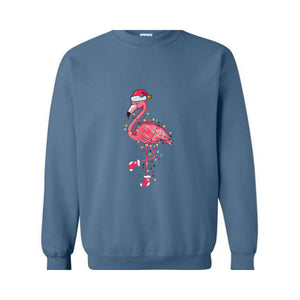 Chrismas Flamingo Sweatshirt, Cute Flamingo Sweater, Animal Christmas Sweatshirt, Santa Beach Sweatshirt, Tropical Christmas