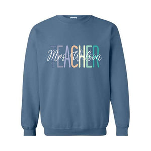 Teacher Name Custom Sweatshirt, Custom Teacher Sweatshirt, Teacher Mrs Sweatshirt, Teacher Appreciation Gift, Retro Teacher Sweatshirt