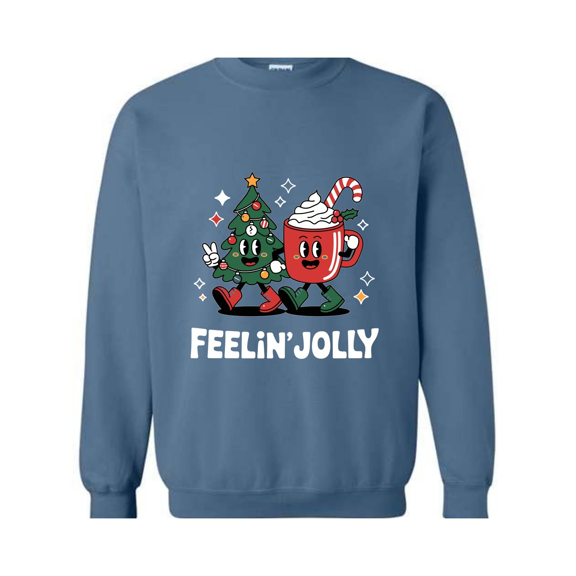 Feeling Jolly Christmas Sweatshirt, Retro Christmas Sweat, Christmas Mom Sweatshirt, Funny Christmas Tee