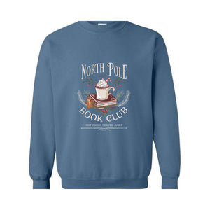 North Pola Book Club Sweatshirt, Hot Cocoa Served Daily Sweatshirt, Christmas Sweatshirt, Books Christmas Sweatshirt, Teacher Sweatshirt