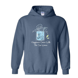 Happiness Comes With the Sea Waves Sweater, Happy Day Sweater, Summer Day Sweater, Waves Sea Sweatshirt, Juice Sea With Straw