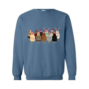 Сute Christmas Chickens Sweatshirt, Christmas Farm Animals Sweat, Chicken Sweater, Christmas Holiday Gifts