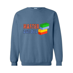 Master Builder Sweatshirt, Building Blocks, Birthday Gift For Kids, Funny Dad, Men Graphic , Building Sweatshirt